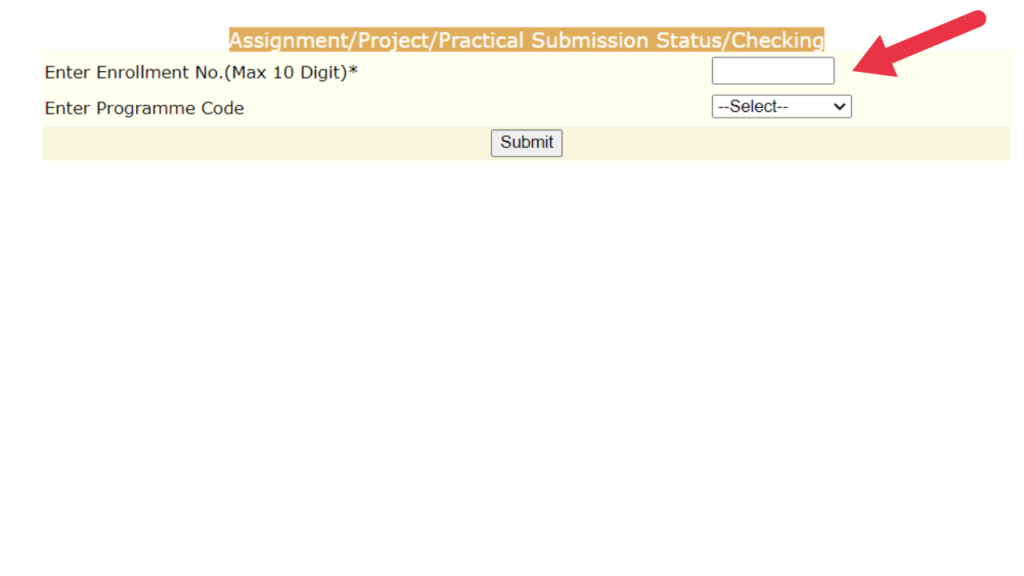 Step 3: Type "Enrollment Number" and "Programme code" 