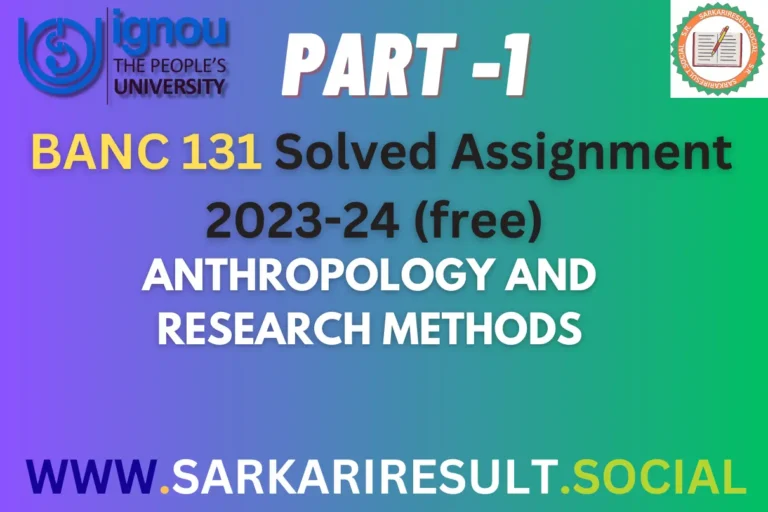 BANC 131 IGNOU Solved Assignment 2023-24 (free) Part -1