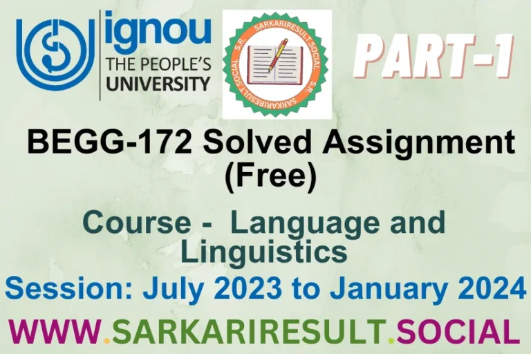 BEGG 172 SOLVED IGNOU ASSIGNMENT FREE PART 1
