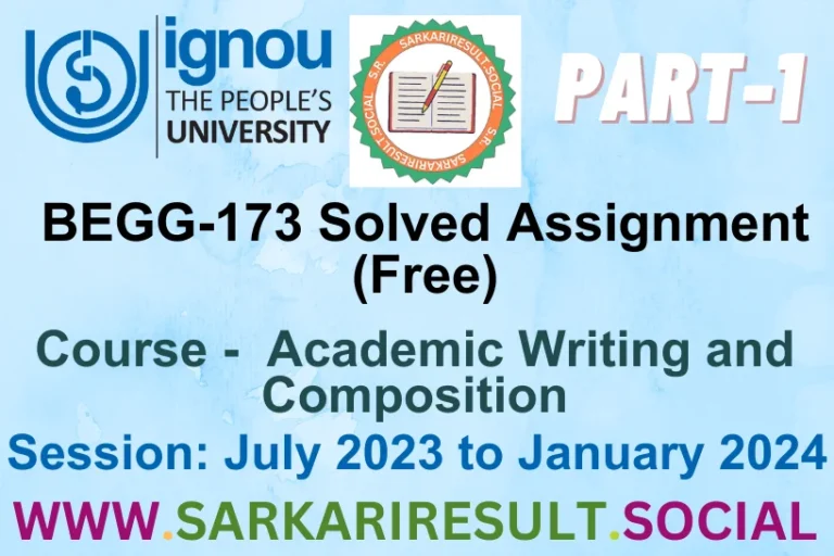 BEGG 173 SOLVED IGNOU ASSIGNMENT FREE PART 1