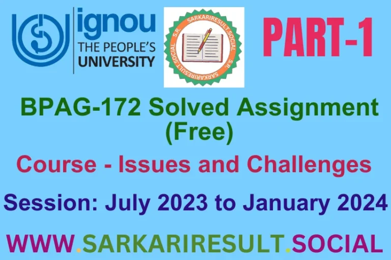 BPAG 172 SOLVED IGNOU ASSIGNMENT FREE PART 1
