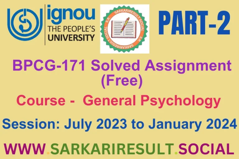 BPCG 171 SOLVED IGNOU ASSIGNMENT FREE PART 2