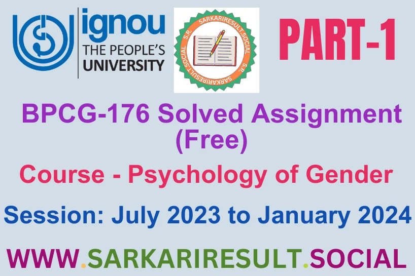 BPCG 176 SOLVED IGNOU ASSIGNMENT FREE PART 1